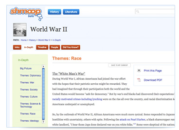 screenshot of literature themes analysis