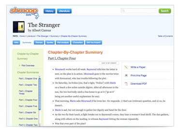 screenshot of summaries