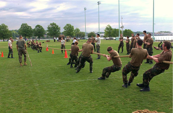 Military Cadets in a match of tug-of-war