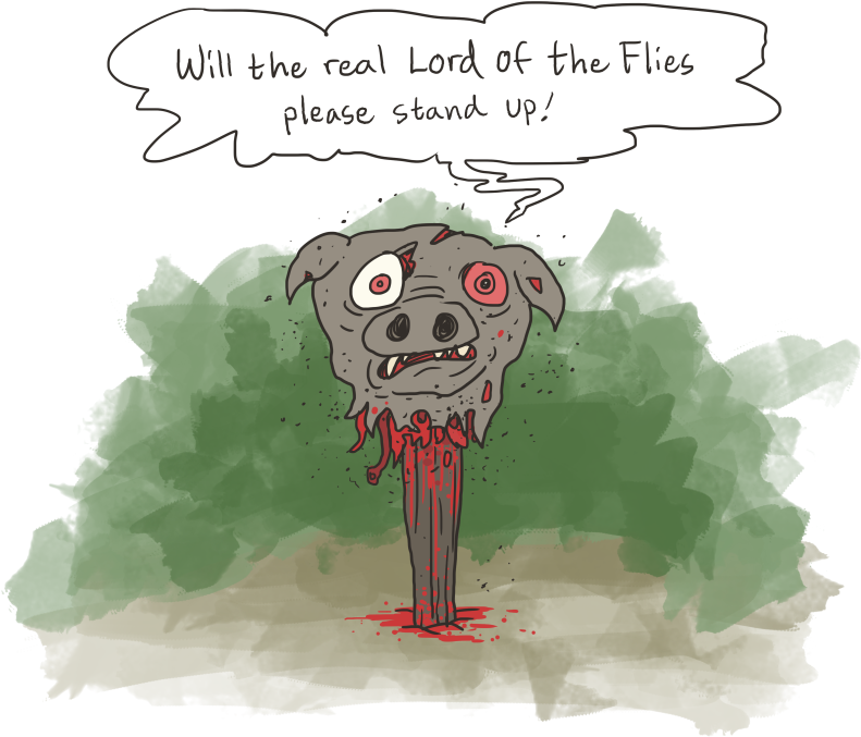 lord of the flies pig head cartoon