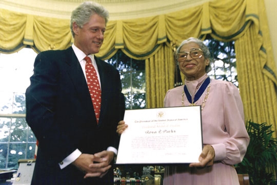 Rosa Parks and Bill Clinton