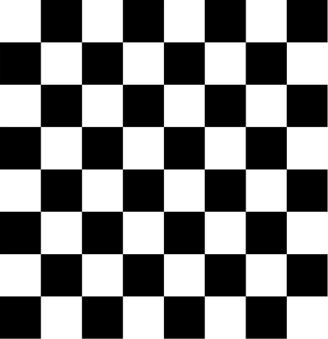 Black and white chessboard.