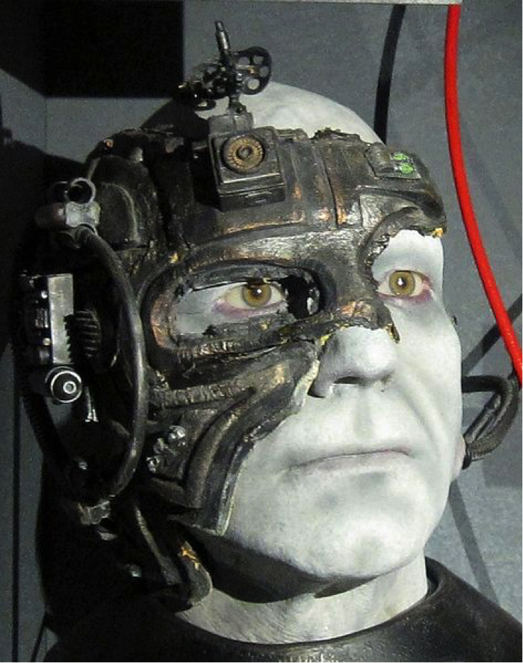 An image of Jean-Luc Picard as the Borg from Star <i>Trek</i>